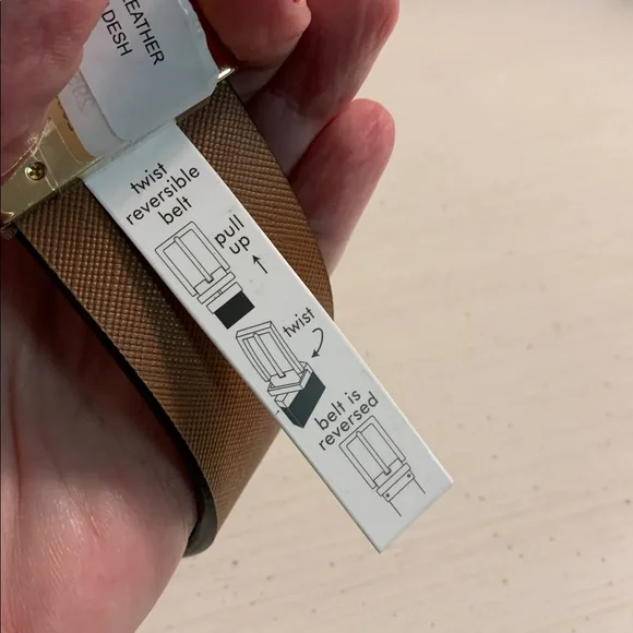 Michael Kors REVERSIBLE Black & Tan Leather Belt with Goldtone MK Buckle - Picture 6 of 8